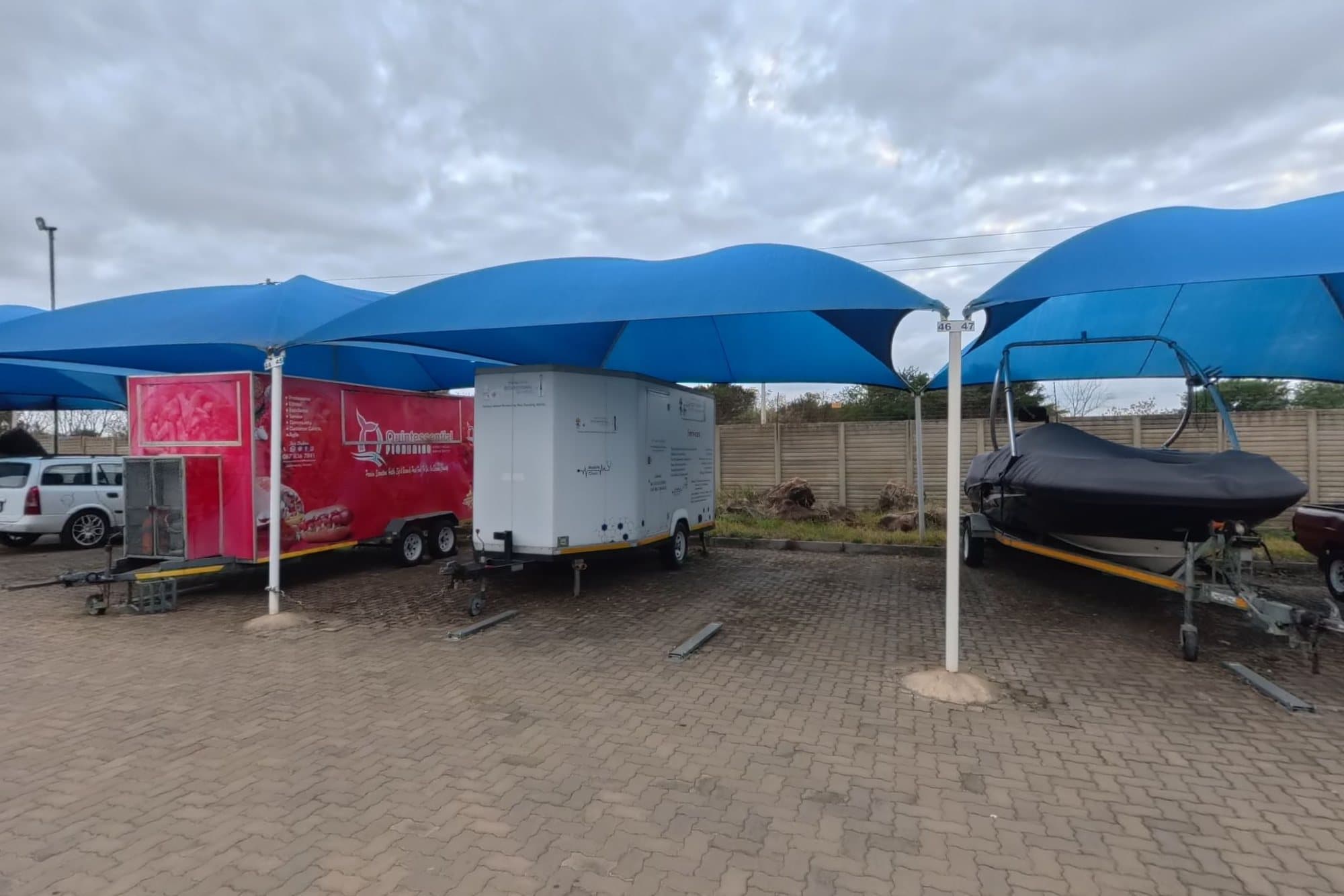 Covered trailer and boat parking